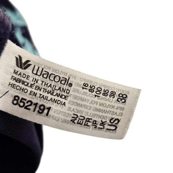 Wacoal Style 852191 Lace Wireless Bralette Black & Teal Floral Stretch Bra Size - Picture 3 of 3